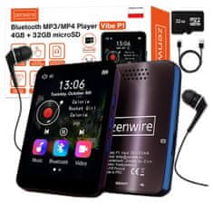 ZENWIRE Prenosni MP3 MP4 predvajalnik Bluetooth FM radio SD snemalnik zvoka slušalke 36 GB Zenwire P1