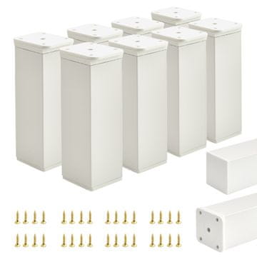 shumee 8 x Osnovne noge za pohištvo | Presek 40x40 mm | V - 120 mm | Barva: Bela + Vijaki priloženi