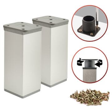 shumee 2 x Osnovne noge za pohištvo | Presek 40x40 mm | V - 150 mm | Barva: Alu + Vijaki priloženi
