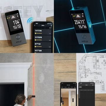 MiLESEEY Laserski daljinomer za merjenje kota, nivelir, pametno življenje, android, iOS, skica 100m