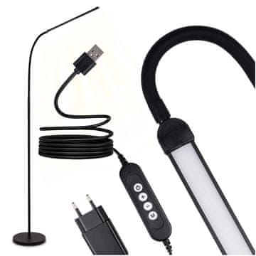 LUMILED LED talna namizna svetilka 14W CCT zatemnljiva z nastavitvijo višine LONGA 2 črna