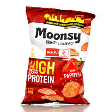 shumee Moonsy z visoko vsebnostjo beljakovin 25 %, paprika - tanki lečni čips, 50 % manj maščob