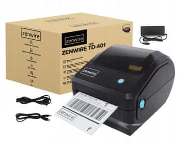 ZENWIRE Mini termični tiskalnik za samolepilne kurirske etikete 100x150 žični Zenwire TD-401 USB