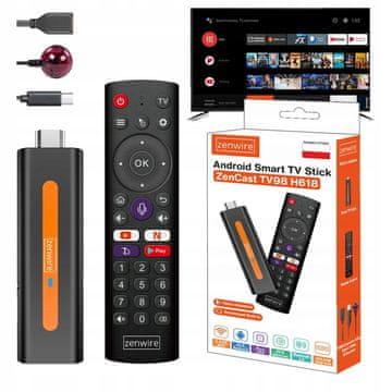 shumee Predvajalnik medijev Android 14 Pametni TV Stick Box WiFi 2/16 Zenwire ZenCast TV98 H618