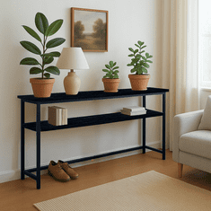 shumee Konzolna toaletna mizica s polico za podstrešni kavč 80 x 20 x 100,2 CM črna [CONSOLE5]