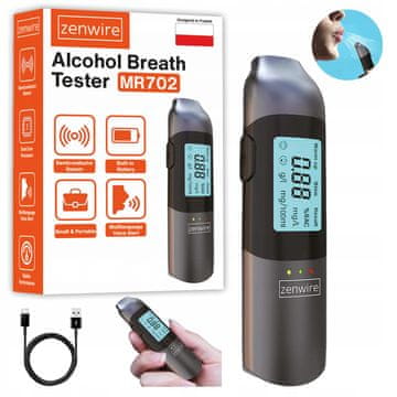 ZENWIRE Profesionalni policijski alkotester brez ustnika, polnilna baterija USB-C Zenwire MR702