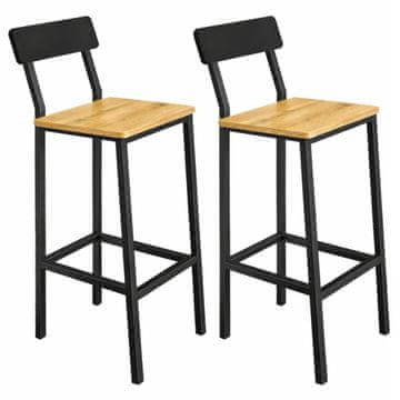 shumee Barski stoli 2 kosa z naslonjalom, komplet podstrešnih stolov, hrast, 30x40x90 | Begryf