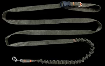 shumee Povodec za pse z amortizerjem 480 cm, kaki, nastavljiv, handsfree, izdelano na Poljskem