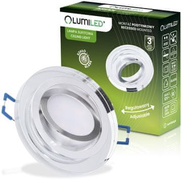 LUMILED Halogenska vgradna stropna svetilka iz stekla, okrogla, premična, GU10, ARIAN