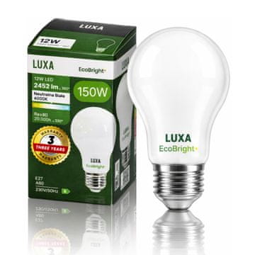 shumee LED žarnica E27 z žarilno nitko razreda B A 60 12W 2452LM = 150W 4000K lux EcoBright