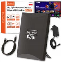 ZENWIRE Antena za zemeljsko televizijo DVB-T2 hevc 2v1 zunanja in notranja 4K Zenwire HDAT80