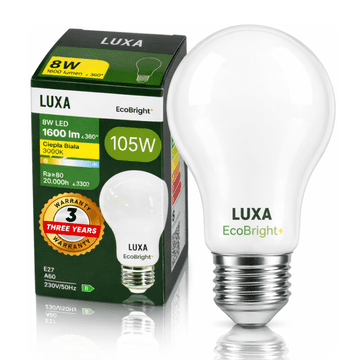 shumee LED žarnica E27 z žarilno nitko razreda B A 60 8W 1600LM= 100W 3000K lux EcoBright+