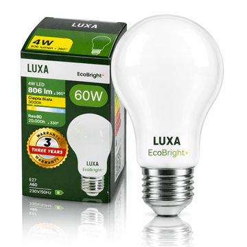 shumee LED žarnica E27 z žarilno nitko razreda B A 60 4W 806LM = 60W 3000K lux EcoBright+