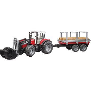 Bruder Traktor Massey Ferguson z nakladalnikom in prikolico v merilu 1:16 Bruder 60002046