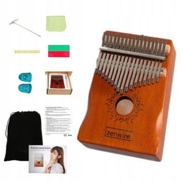 ZENWIRE Afriški inštrument Kalimba, klavir Zanza Mbira, 17 tipk, lesena rjava Zenwire K-01