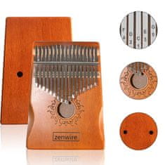 ZENWIRE Afriški inštrument Kalimba, klavir Zanza Mbira, 17 tipk, lesena rjava Zenwire K-01