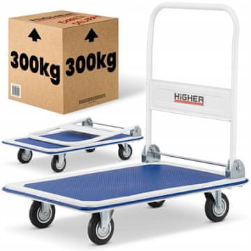 Higher Zložljiv voziček s platformo za blago, transport in skladiščenje, nosilnost 300 kg