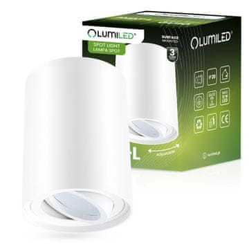 LUMILED Nadometna halogenska reflektorska cev, premična, GU10, okrogla, bela, 115 mm, AMAT-L