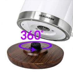 shumee Bergmann FR009 električni grelnik vode 1,7 l 2200 W bel z dnom v imitaciji lesa N