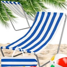 Maverick Zložljiv jekleni vrtni ležalnik za na plažo iz črtastega blaga za turiste + torba