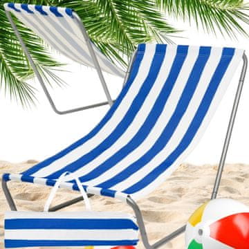 Maverick Zložljiv jekleni vrtni ležalnik za na plažo iz črtastega blaga za turiste + torba