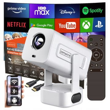 ZENWIRE Mini prenosni projektor Android 13 WiFi 360 Full HD 4K za telefon Zenwire IMC360