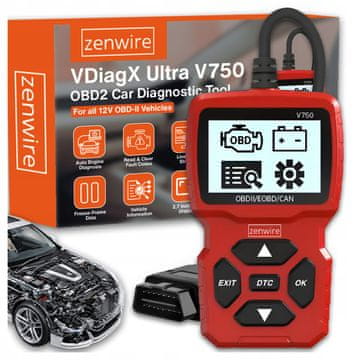 ZENWIRE Tester vmesnika Skener računalnika Diagnostični zaslon OBD2 CAN VIN Zenwire V750