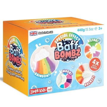 Zimpli Kids Komplet kopalnih bomb, ki spreminjajo barvo, Rainbow Baff Bombz 3+, Zimpli Kids
