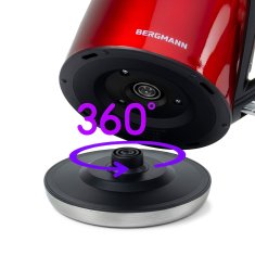 shumee Električni grelnik vode iz nerjavečega jekla Bergmann FR010 1,7 l 2200 W rdeč N
