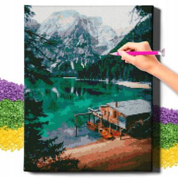 shumee Diamantna slika 5D z okvirjem Diamantno vezenje Velik krajinski mozaik 40x50 cm