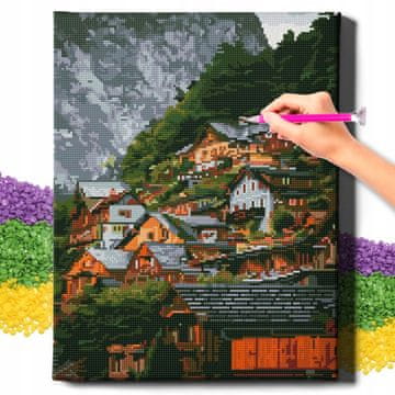 shumee Diamantna slika 5D z okvirjem Diamantno vezenje Velik krajinski mozaik 40x50 cm
