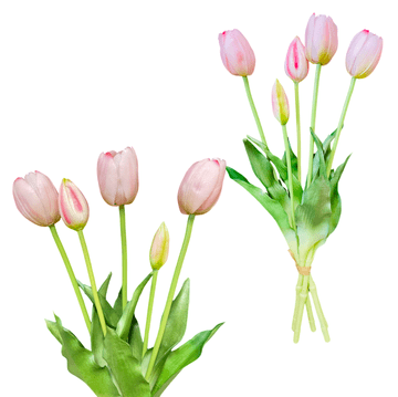 shumee Svetlo roza tulipani - Šopek iz kavčukovca s tulipani 39 cm Real Touch barva 1