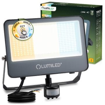 LUMILED LED reflektor trinox 100W 11000lm CCT IP65 siv senzor gibanja in mraka