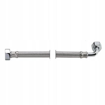 shumee Cev s kolenom, jeklena pletenica, GW 1/2” x codo GW 3/8” 30 cm nerjaveče jeklo