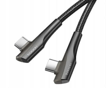 Toocki Kabel Toocki 90, 100W USB C na USB C 90 stopinj, dvostranski kotni kabel, 1 m.