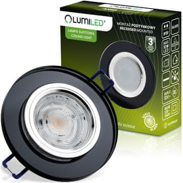 LUMILED Halogenska STEKLENA Stropna LED svetilka GU10 MR16 Fiksna okrogla Ariel črna