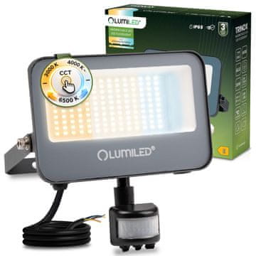 LUMILED TRINOX LED reflektor 30W 3300lm CCT IP65 siv senzor gibanja in somraka