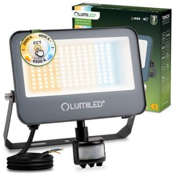LUMILED TRINOX LED reflektor 50W 5500lm CCT IP65 siv senzor gibanja in mraka