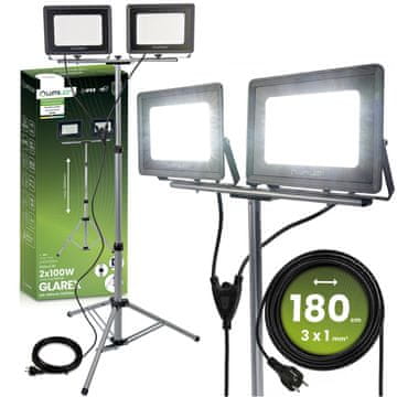 LUMILED LED halogenska reflektorska žarnica 2 x 100W na stojalu GLAREX 4000K