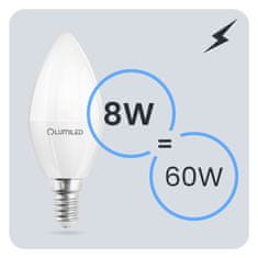 LUMILED 6x LED žarnica E14 svečka B35 8W = 60W 880lm 6500K hladno svetilo 180°