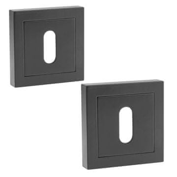 Kuchinox Kvadratna rozeta za straniščna vrata, mat črna, moderna, elegantna, 52x52 mm