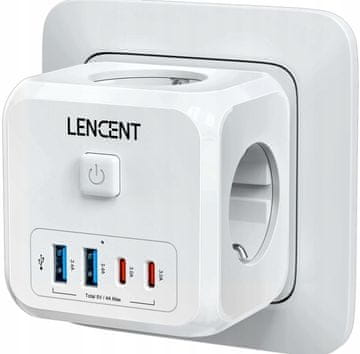 shumee Lencent PA037EU-2A2C podaljšek s 7 vtičnicami, vključno z 2x USB A, 2x USB C