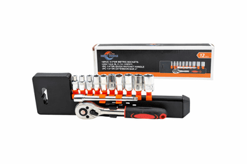 shumee Komplet nasadnih ključev 1/4" 12EL - raglja + 4" podaljšek, metrični 4-13 mm