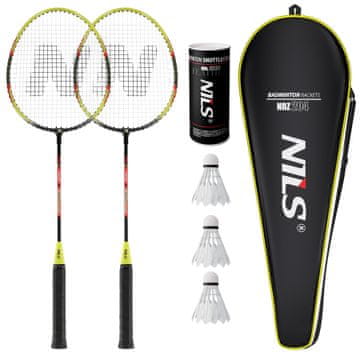 NILS NRZ204-1 aluminij / badminton SET 2 raketi + 3 shuttle + pokrovček za žogice