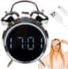 Izoxis Retro elektronska budilka LED glasen alarm tiho delovanje Datum Temperatura