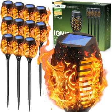 LUMILED 12x IGNIS solarna vrtna LED svetilka, vstavljiva svetilka, učinek plamena,