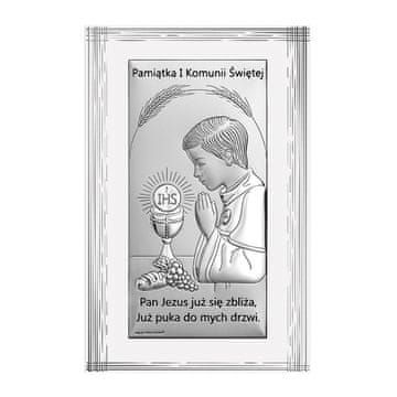 shumee Srebrna slika za fantka za prvo sveto obhajilo + gravura 6717FO 10 x 16 cm