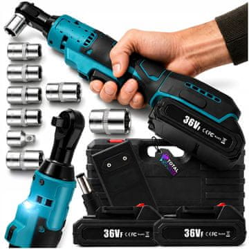 shumee Akumulatorska udarna raglja 3/8" + 1/4" adapter za nasadne ključe + 2X AKU