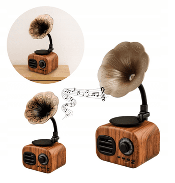 shumee Prenosni retro brezžični zvočnik Bluetooth gramofon, edinstvena dekoracija