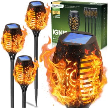 LUMILED 4x IGNIS LED solarna vrtna svetilka, vstavljiva svetilka, učinek plamena,